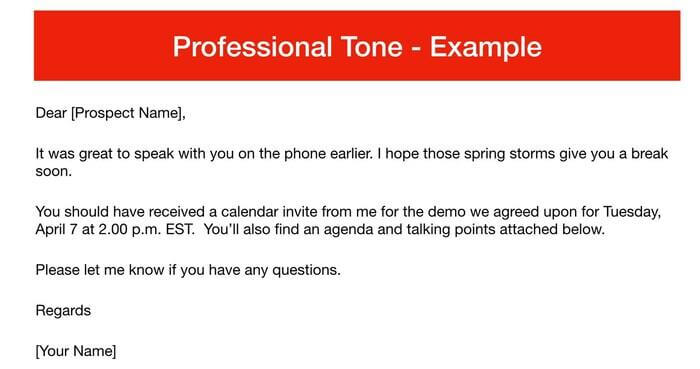 Professional tone in email writing